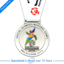 China Custom Copper Stamping Silver Plating Running Medal for Special Olympic Games
